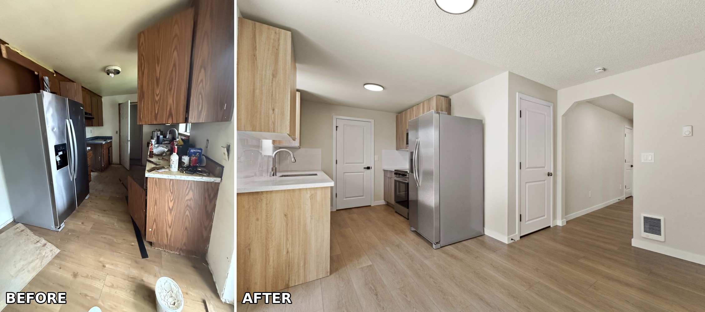 Kitchen renovation in Tacoma, WA — wide view of the finished space.